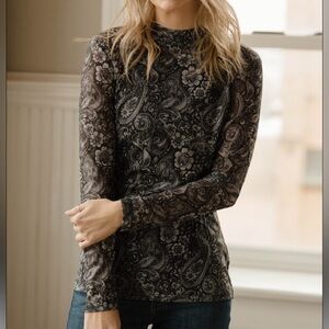 #568 Wanted In Paisley Mesh Top